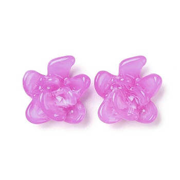 Opaque Resin Decoden Cabochons, Flower, Orchid, 29x25x9mm