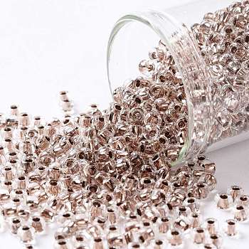 TOHO Round Seed Beads, Japanese Seed Beads, (740) Copper Lined Crystal, 8/0, 3mm, Hole: 1mm, about 222pcs/10g