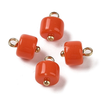 Acrylic Pendants, with Brass Loops, Column, Orange, 12.5x8.5mm, Hole: 2.5mm