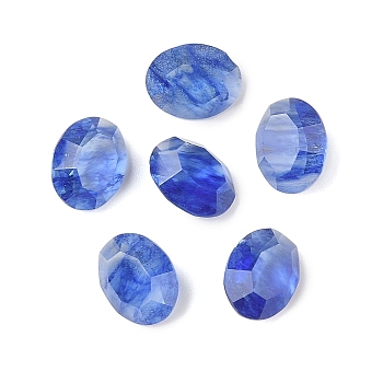 Blue Watermelon Stone Glass Cabochons, Oval, Faceted, 10x8x4mm