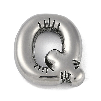 Anti-Tarnish 304 Stainless Steel Pendants, Letter Q, 18.5x17.5x4.5mm, Hole: 2mm