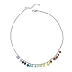 Natural & Synthetic Mixed Gemstone Round Charms Bib Necklace with 304 Stainless Steel Chains(NJEW-TA00088)-2