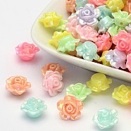 AB Color Plated Opaque Acrylic Flower Beads, Mixed Color, 13x8mm, Hole: 2mm, about 1200pcs/500g(SACR-Q106-20)