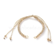 Adjustable Polyester Braided Cord Bracelet Making, with Metallic Cord, Brass Beads, 304 Stainless Steel Jump Rings, Gold, 5-1/2~11-3/8 inch(14~29cm)(AJEW-JB00892-06)
