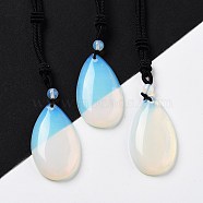 Synthetic Opalite Pendant Necklace with Nylon Cord for Women, Teardrop, 27.76~27.95 inch(70.5~71cm)(NJEW-L464-A01)