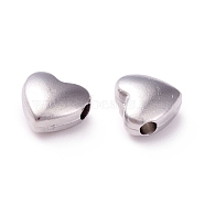 304 Stainless Steel Beads, Heart, Stainless Steel Color, 7x7.5x4mm, Hole: 1.5mm(STAS-I670-05A-P)