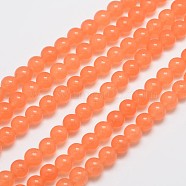 Natural & Dyed Malaysia Jade Bead Strands, Round, Light Salmon, 8mm, Hole: 1.0mm, about 48pcs/strand, 15 inch(X-G-A146-8mm-A05)