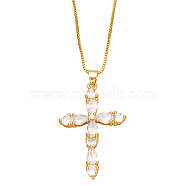 Colorful Zircon Cross Necklace Hip Hop Fashion Diamond Sweater Chain NKB266(ST8585935)