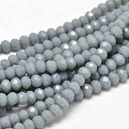 Faceted Rondelle Glass Beads Strands, Cadet Blue, 6x4mm, Hole: 1mm, about 94pcs/strand, 17 inch(GLAA-I033-6mm-21)