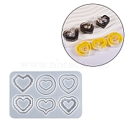 Heart DIY Silicone Quicksand Molds, Resin Casting Molds, for UV Resin, Epoxy Resin Jewelry Making, Heart Pattern, 90x140x11mm, Inner Diameter: 31~39x38~39mm(DIY-G079-07A)