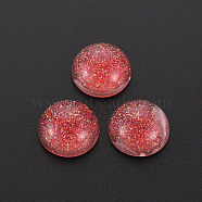 Transparent Acrylic Cabochons, with Glitter Powder, Half Round, Red, 12x6mm(TACR-N006-51B-06)