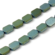 Electroplated Synthetic Non-Magnetic Hematite Beads Strands, Oval, Green Plated, 4.5~5x3~3.5x1mm, Hole: 0.5mm, about 85pcs/strand, 16.34''(41.5cm)(G-E610-A01-GR)