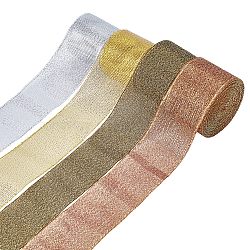 ARRICRAFT 32 Yards 4 Colors Polyester Ribbons, Glitter Powder, for Gift Wrapping, Mixed Color, 1-5/8 inch(40mm), about 8 yards(7.32m)/color(OCOR-AR0001-16)