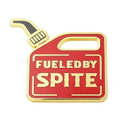 Paint Bucket with Word FUELED BY SPITE Enamel Pins, Golden Zinc Alloy Brooches, Red, 33x35x1.5mm(JEWB-E028-01G)