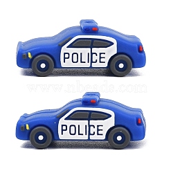 Silicone Beads, Focal Beads, Police Theme, Blue, Police Car, 33x17.5mm, Hole: 2mm(SL-CBA56D7-02E)
