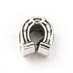 Tibetan Style Alloy European Beads, Large Hole Beads, Horseshoe, Antique Silver, 11x9x7mm, Hole: 4.7mm, about 490pcs/500g(PALLOY-P293-105AS)