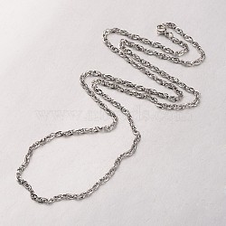 Boy's 304 Stainless Steel Long Double Link Chain Necklaces, with Lobster Claw Clasps, Stainless Steel Color, 29.33 inch(74.5cm)(STAS-L127-11P)