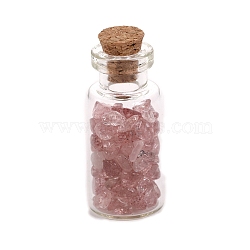Natural Strawberry Quartz Display Decorations, with Glass Bottle, Home Decoration, 16x38mm(PW-WG82037-05)