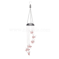 LED Solar Powered Flying Pig Wind Chime, Waterproof, with Resin and Iron Findings, for Outdoor, Garden, Yard, Festival Decoration, Pink, 76cm(HJEW-I009-02)