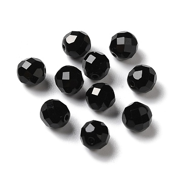 Glass Imitation Austrian Crystal Beads, Faceted, Round, Black, 8mm, Hole: 1.5mm