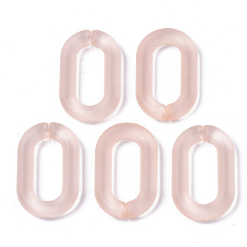Transparent Acrylic Linking Rings, Quick Link Connectors, for Cable Chains Making, Oval, Frosted, Light Salmon, 27x16.5x4mm, Inner Diameter: 18x8mm
