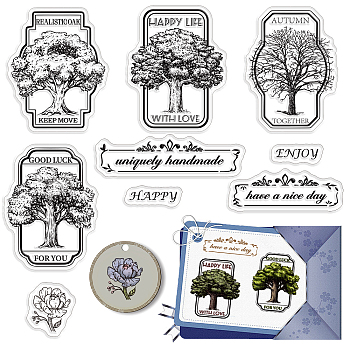 Custom PVC Plastic Clear Stamps, for DIY Scrapbooking, Photo Album Decorative, Cards Making, Tree, 160x110x3mm