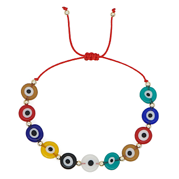 10mm Colorful Glass Evil Eye Adjustable Braided Bead Bracelets for Women Men