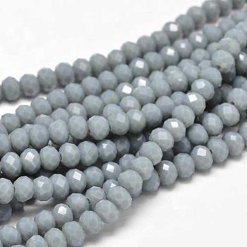 Faceted Rondelle Glass Beads Strands, Cadet Blue, 6x4mm, Hole: 1mm, about 94pcs/strand, 17 inch
