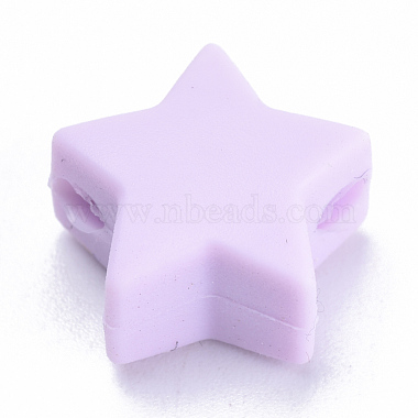 14mm Lilac Star Silicone Beads