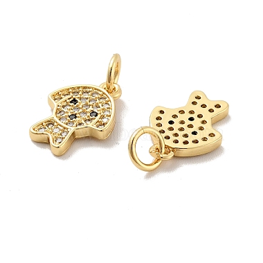 Dog Brass Micro Pave Clear Cubic Zirconia Charms(KK-G425-14G)-2