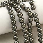 Natural Gold Pyrite/Golden Pyrite Beads Strands, Smooth Round, 8mm, Hole: 1~1.2mm, about 24~25pcs/strand, 7.40~7.56''(18.8~19.2cm)(X-G-G459-B01-8mm)