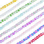 9 Strands 9 Colors Frosted Spray Painted Glass Beads Strands, with Golden Foil, Round, Mixed Color, 8~9mm, Hole: 1.2~1.5mm, 14.37 inch~16.3 inch(36.5~41.4cm), 1strand/color(GLAA-CA0001-18)