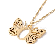 Initial Letter with Butterfly Pendant Necklace, Golden 304 Stainless Steel Jewelry for Women, Letter.O, Pendant: 17x26x1mm, 15.55 inch(39.5cm)(NJEW-C026-01G-O)