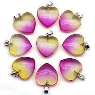 Spray Painted Synthetic Quartz Pendant, Heart-Shaped, 20mm(PW-WG99078-26)