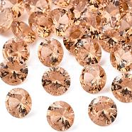 Cubic Zirconia Charms, Faceted, Flat Round, BurlyWood, 8x4.5mm, Hole: 1mm(X-ZIRC-N033-A-06)