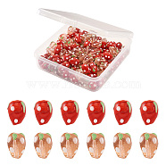 Craftdady 100Pcs 2 Colors Handmade Lampwork 3D Strawberry Beads, Mixed Color, 13~16x11mm, Hole: 2mm(LAMP-CD0001-14)