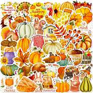 50Pcs Thanksgiving Day Cartoon Vinyl Stickers, Waterproof Turkey Pumpkin Leaf Decals for DIY Scrapbooking, Art Craft, Mixed Color, 37~64x24~54x0.2mm(STIC-Q001-09A)