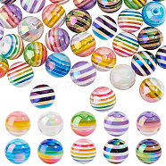 Elite 50Pcs 10 Colors Stripe Resin Beads, AB Color, Rondelle, Mixed Color, 15.5~16x13.5~14.5mm, Hole: 2.5~3.5mm, 5pcs/color(RESI-PH0002-12)