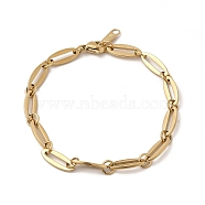 Ion Plating(IP) 304 Stainless Steel Oval Link Chain Bracelet for Women, Real 14K Gold Plated, 6-3/4 inch(17.3cm)(BJEW-G667-03G)