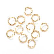 304 Stainless Steel Jump Rings, Open Jump Rings, Real 24k Gold Plated, 9x1.2mm(STAS-F084-17G)