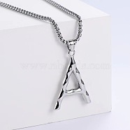 3Pcs Stainless Steel Textured Letter Pendants, Without Chain, Letter A(LW4134-1)