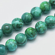 Natural Marble Beads Strands, Round, Dyed & Heated, Dark Cyan, 8mm, Hole: 1mm, about 46pcs/strand, 15 inch(38cm)(G-K211-8mm-A)