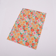 Flower Pattern Imitation Leather Fabric, for DIY Earrings Making, Orange, 21x30cm(DIY-WH0183-06D)