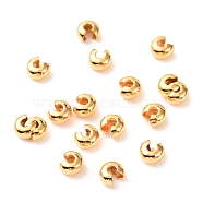 Brass Crimp Beads Covers, Real 18K Gold Plated, 5.5x6.5x3.5mm, Hole: 2mm(KK-F824-036C-G)