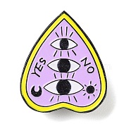 Black Aolly Brooches, Enamel Pins, Heart with Eye & Yes No, 30x25.5x1.5mm(JEWB-U005-02D)