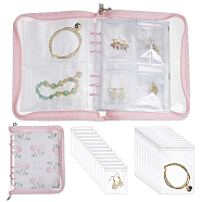 PVC Loose Leaf Jewelry Storage Bag, for Earring Bracelet Display, with Alloy Findings, Rectangle, Pink, 211x185x25mm(ODIS-WH0038-90E)