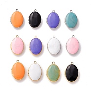 Brass and Enamel Locket Pendants, Photo Frame Pendants for Necklaces, Oval, Mixed Color, 24x16x6mm, Hole: 1.6mm, Inner Diameter: 14.5x10.5mm(KK-K264-01)