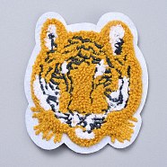 Computerized Embroidery Cloth Iron on/Sew on Patches, Costume Accessories, Appliques, Tiger, Yellow, 86x76x4mm(X-DIY-D048-30)
