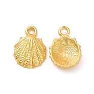 Rack Plating Alloy Pendants, Shell Charms, Matte Gold Color, 18.5x13x3.5mm, Hole: 2.2mm(FIND-H034-08G)