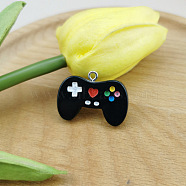 Resin Pendants, with Platinum Plated Iron Loops, Game Controller Charm, Black, 20x28mm(RESI-CJC0003-73F)